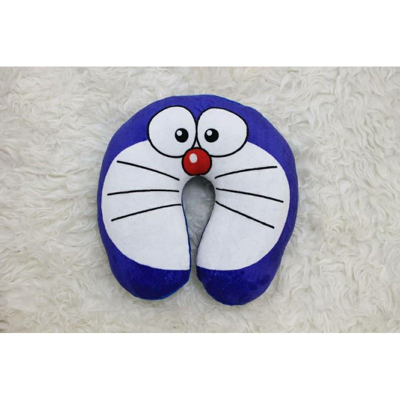 [ EMPUKK ] Bantal Leher Sablon Doraemon Face Bahan Velboa Lembut Bantal Anak Wanita Home Decoration