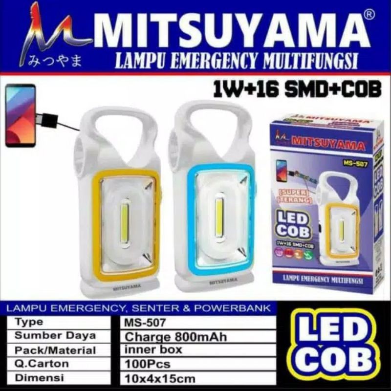 Lampu Emergency Senter Powerbank LED COB Multifungsi Mitsuyama MS-507
