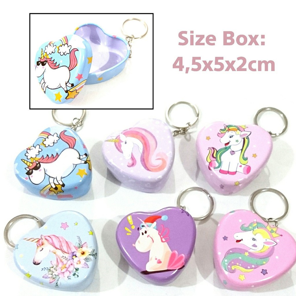 gantungan kunci box unicorn love