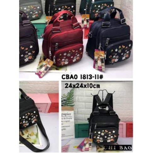 ℮ TAS WANITA IMPORT 3in1 CHIBAO 1813-11 MOTIF BUNGA JINJING SELEMPANG RANSEL ◘