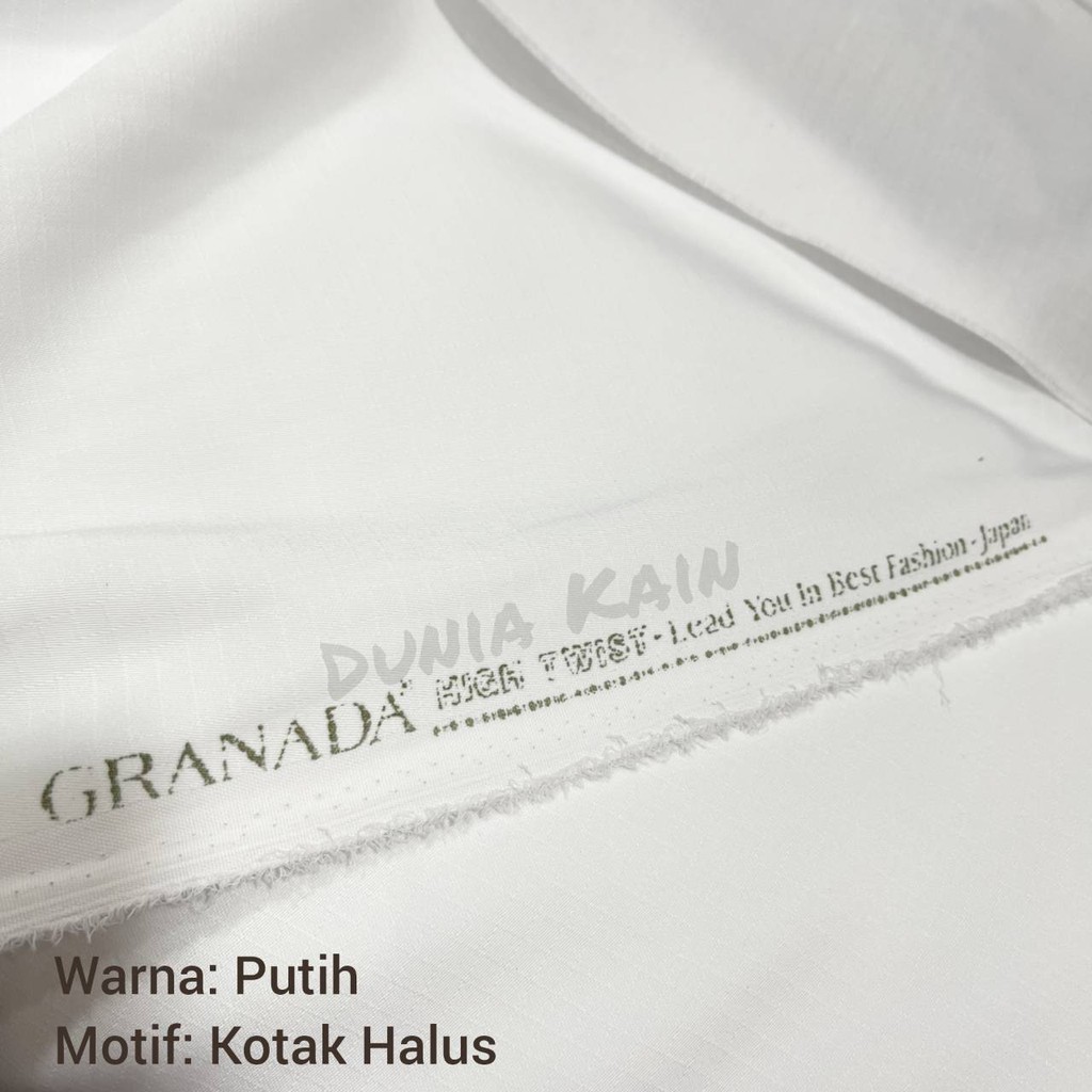 [PUTIH KOTAK] Bahan Kain Seragam warna putih motif kotak halus / kotak kecil merek Granada Bahan Kai