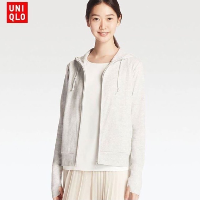 JAKET WANITA UNQ UNQ910 UV CUT ZIP HOOD-OATMEAL