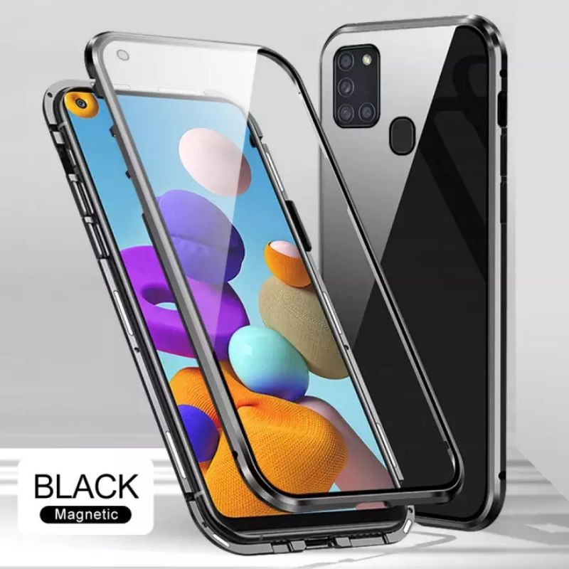 DOUBLE GLASS SAMSUNG A21S / M31 MAGNETIC MAGNETIK MAGNET CASE KACA DEPAN BELAKANG