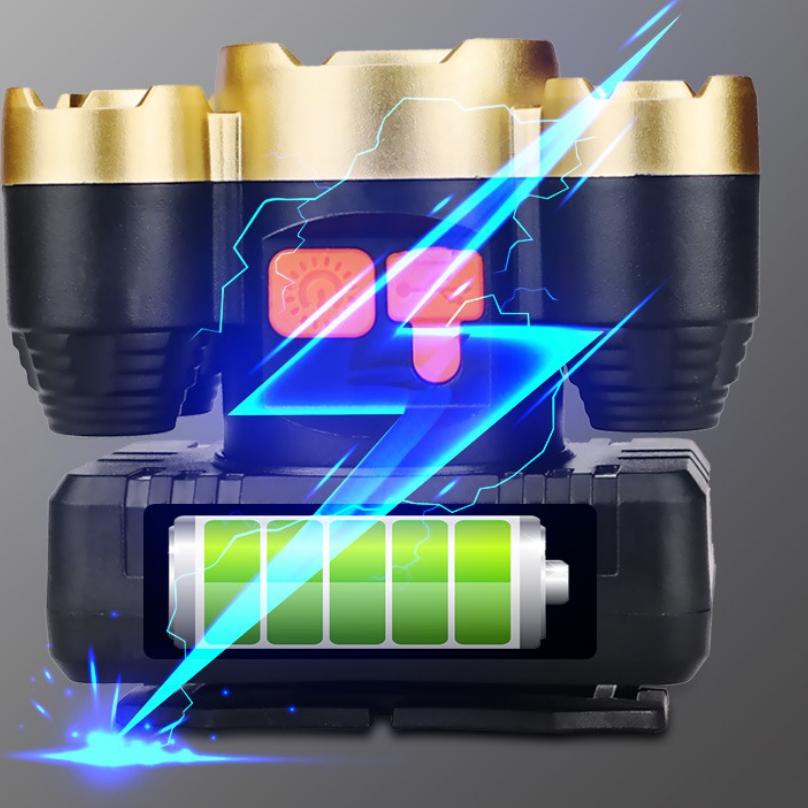 Pasti Favorit Senter Kepala 5 LED 4 Mode USB Rechargeable Super Terang Tahan Air 3800w