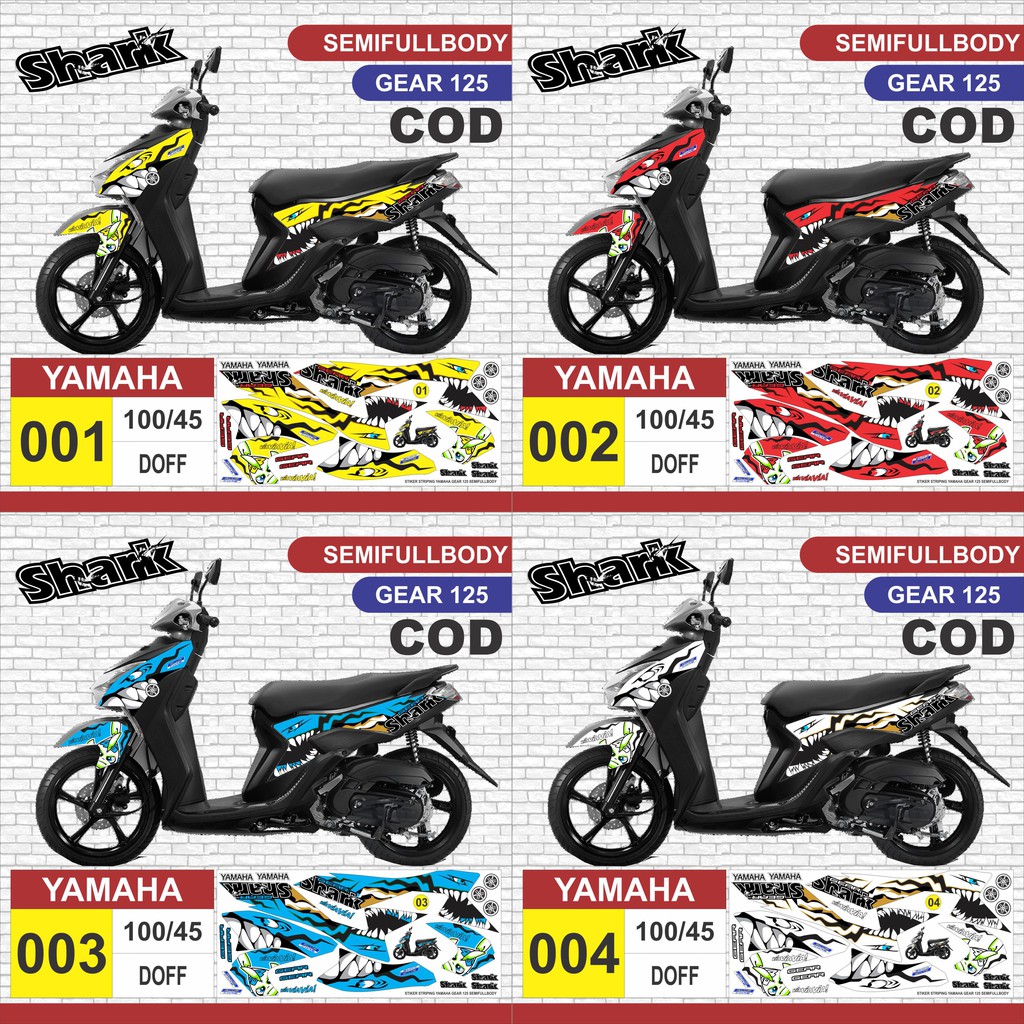 Jual Stiker Decal Striping Yamaha Gear 125 Semifullbody Variasi Sharksemua Ready Bisa COD Indonesia Shopee Indonesia