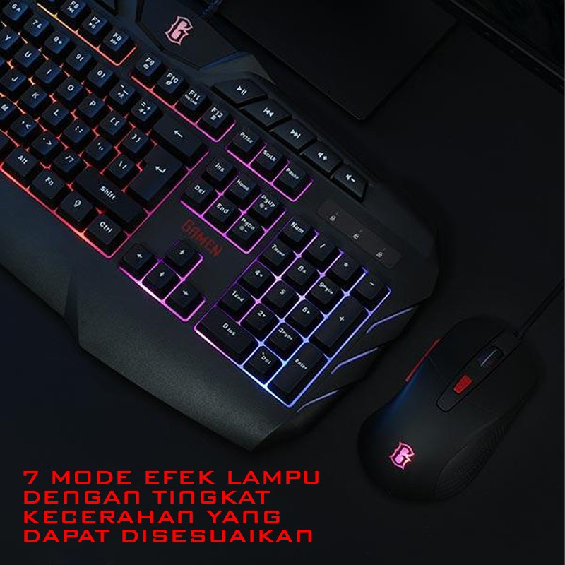 Mouse Gaming &amp; Keyboard GAMEN Station Black With RGB LED - 3200 DPI