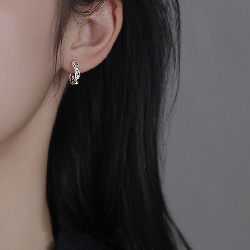 Anting Hoop Berduri Bahan 925 Silver Untuk Wanita