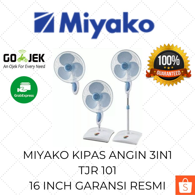 Miyako Kipas Angin 3in1 TJR 101 16inch Meja Duduk Dinding Berdiri Remote Murah Timer Serbaguna