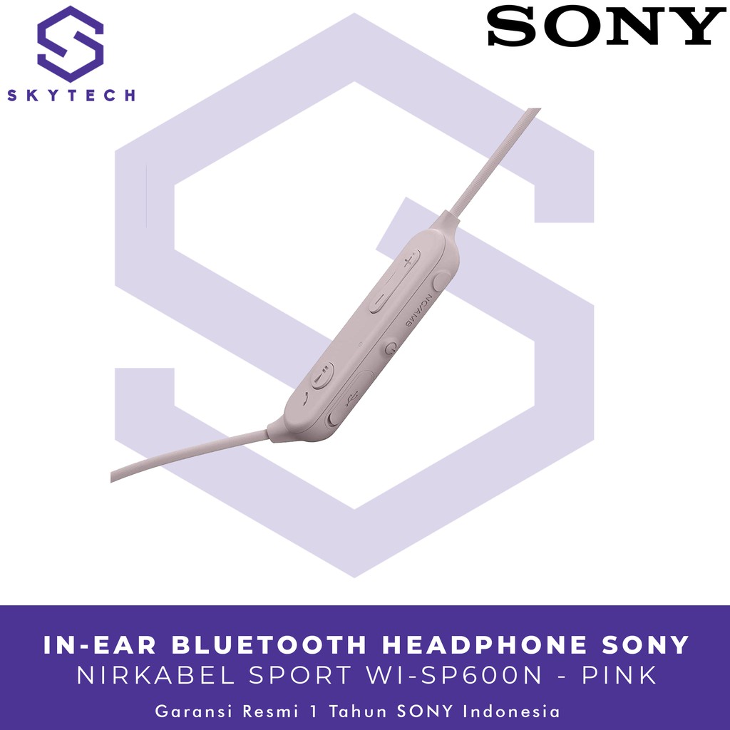 EARPHONE BLUETOOTH SONY WI SP600N PINK ORIGINAL GARANSI RESMI