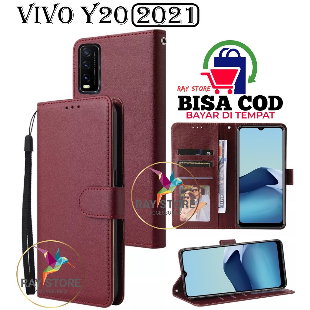 VIVO Y20 2021 FLIP LEATHER CASE PREMIUM-FLIP WALLET CASE UNTUK VIVO Y20 2021