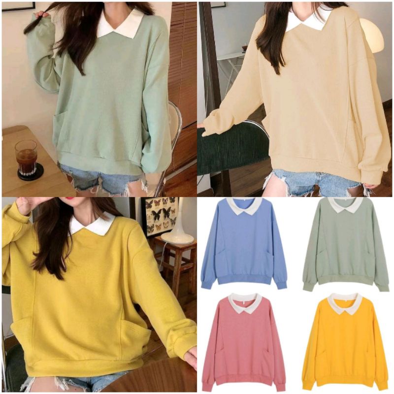 LUTEST OVERSIZE SWEATER KERAH WANITA BAHAN BABYTERRY