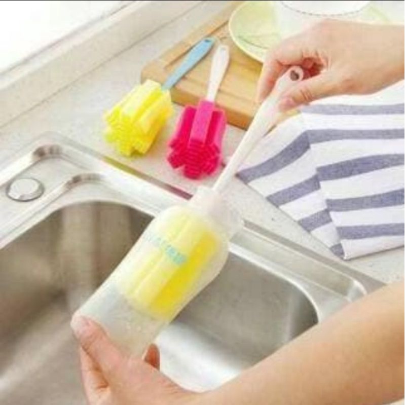 Spons Tongkat Pembersih Botol Minum / Sikat Busa Pembersih Dot Susu Bayi / Cleaner Sponge Stick Sikat Spon Pencuci Gelas Serbaguna