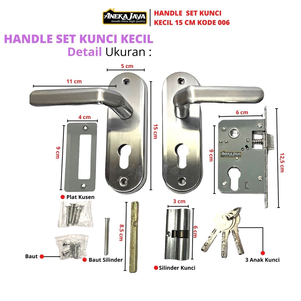 gagang pintu set kunci KECIL 15 cm / handle pintu / gagang pintu kamar / kunci pintu rumah / kunci pintu / gagang pintu rumah / pegangan pintu / handle pintu rumah