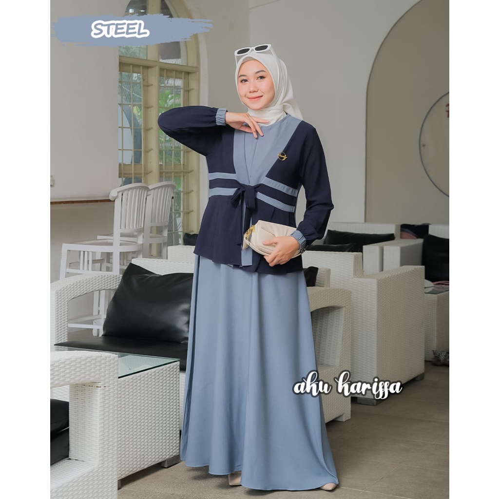 AIRA NAFIRA  RAINA dan KOTAK TRISKET aku karissa DRESS ITYCREPE POLO LINEN  terbaru setelan outer looks muslimah style modis casual syari new design