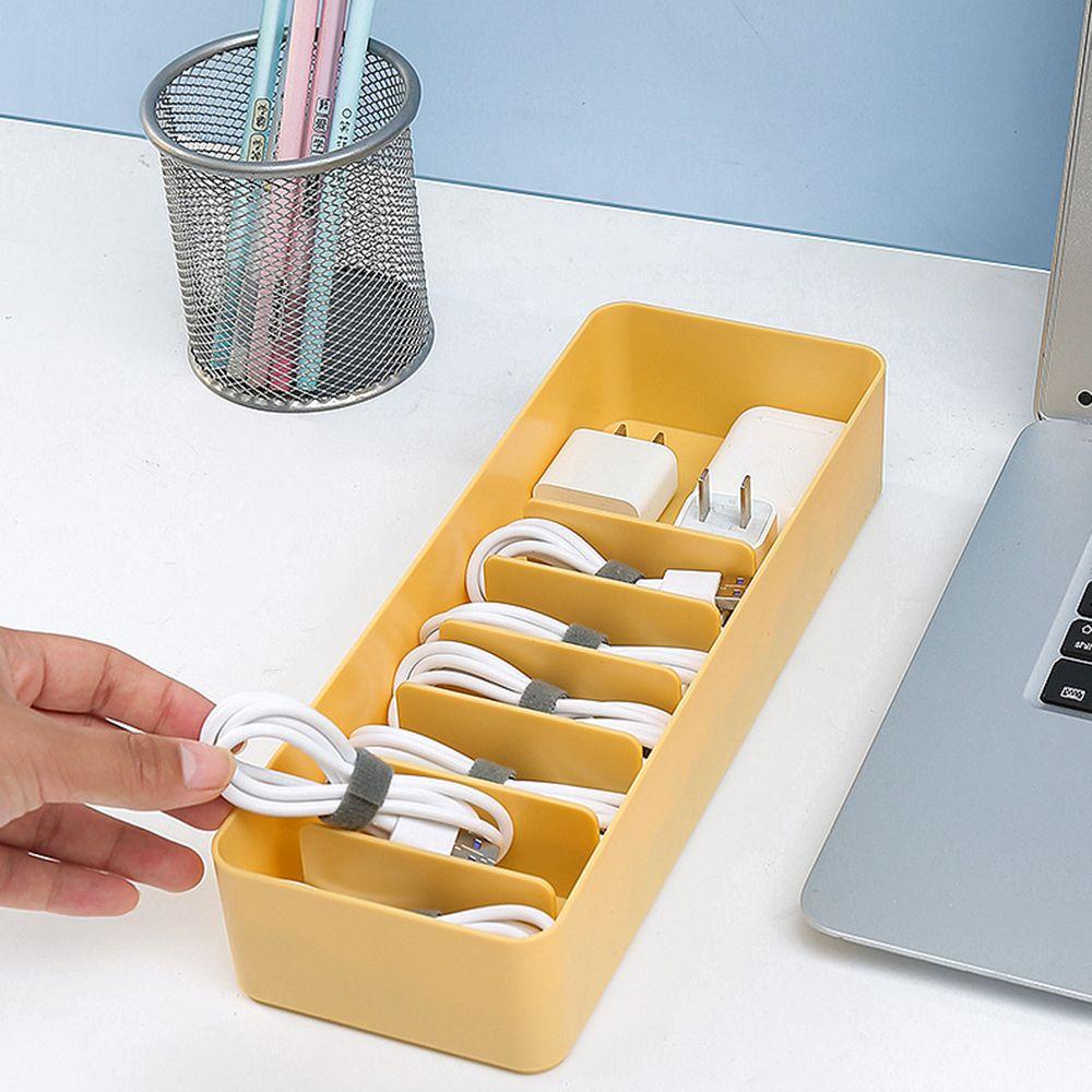 Solighter Kotak Penyimpanan Warna Solid Desktop Tahan Debu Earphone Organize Box