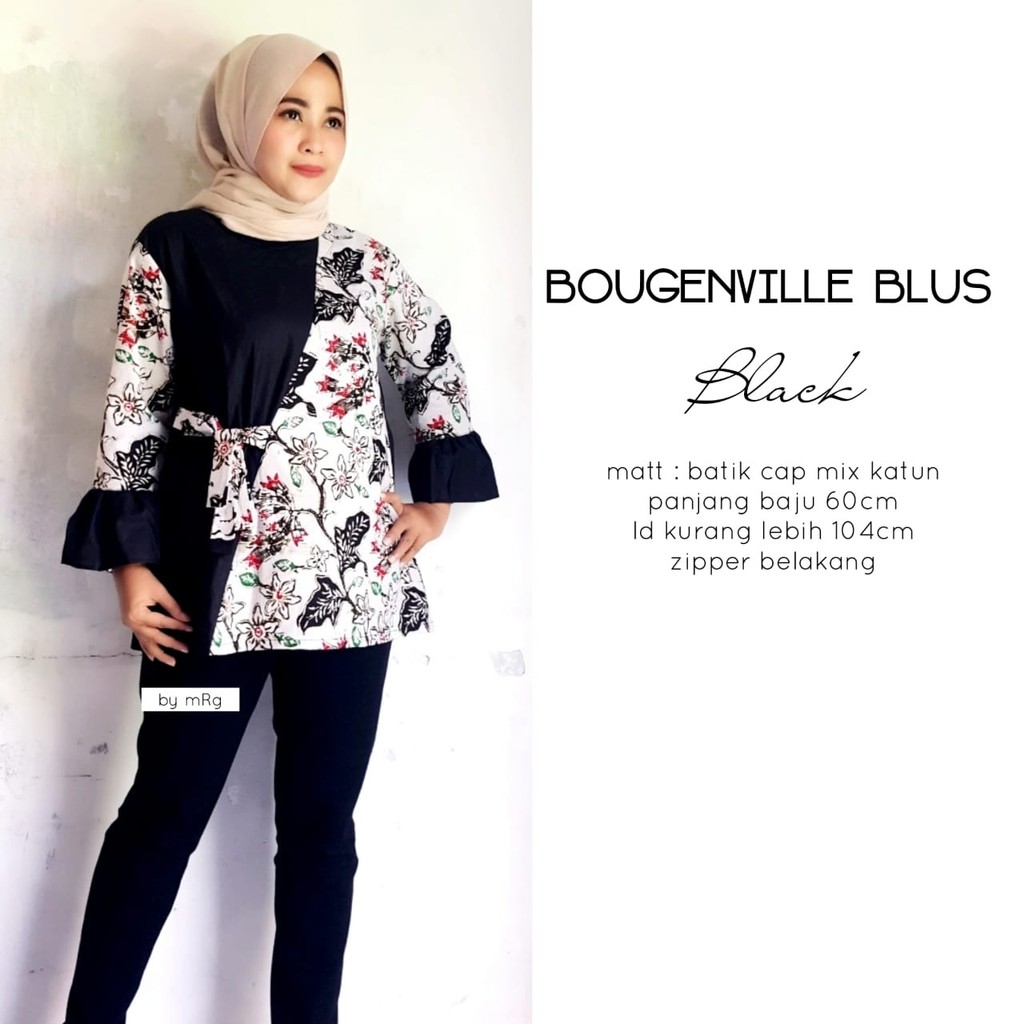 [PREMIUM] Bougenville Blus Batik Premium Atasan Batik Blus Kombi Modern Kerja Seragam Kantor Muslim