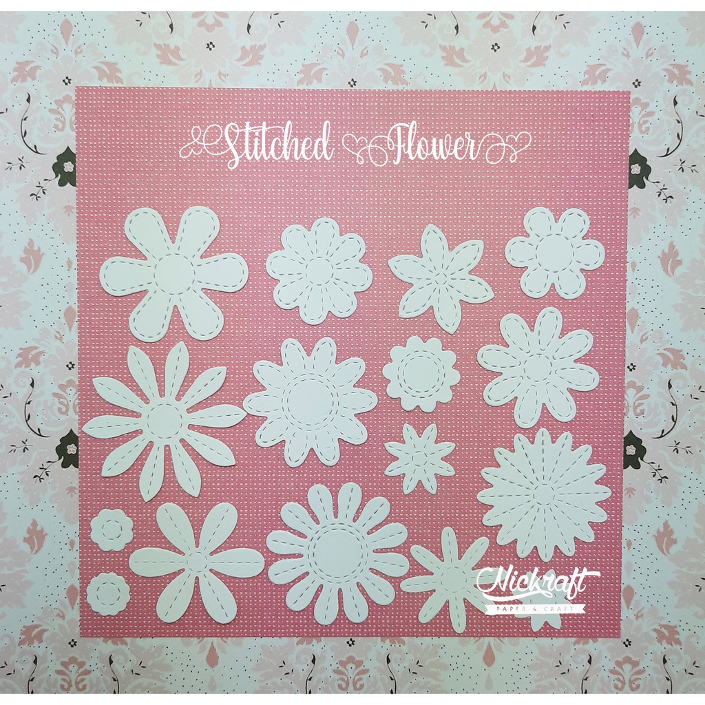 

STITCHED FLOWER - Bahan Scrapbook Mahar Bunga Kertas