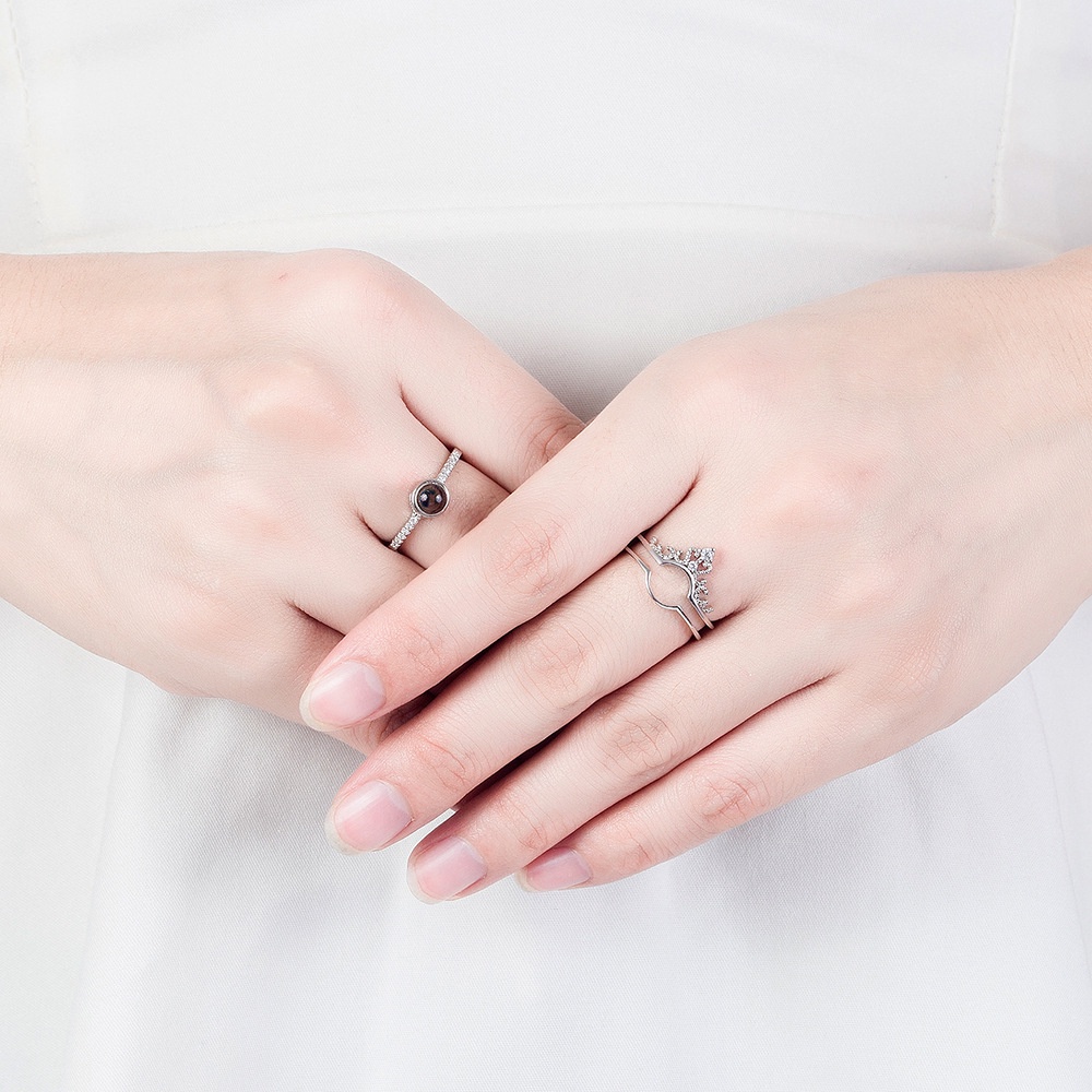 925 perak untuk wanita/pasangan yang dapat disesuaikan Perhiasan Mahkota BungaFashion 001