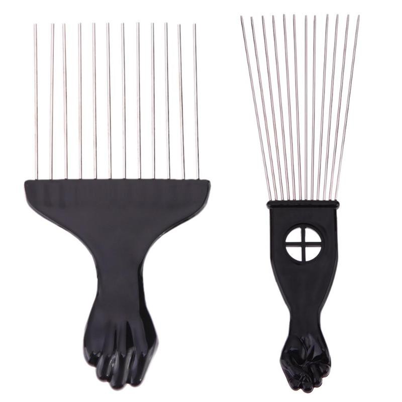 1pc Professional Salon Use Black Metal African Pick Comb Hair