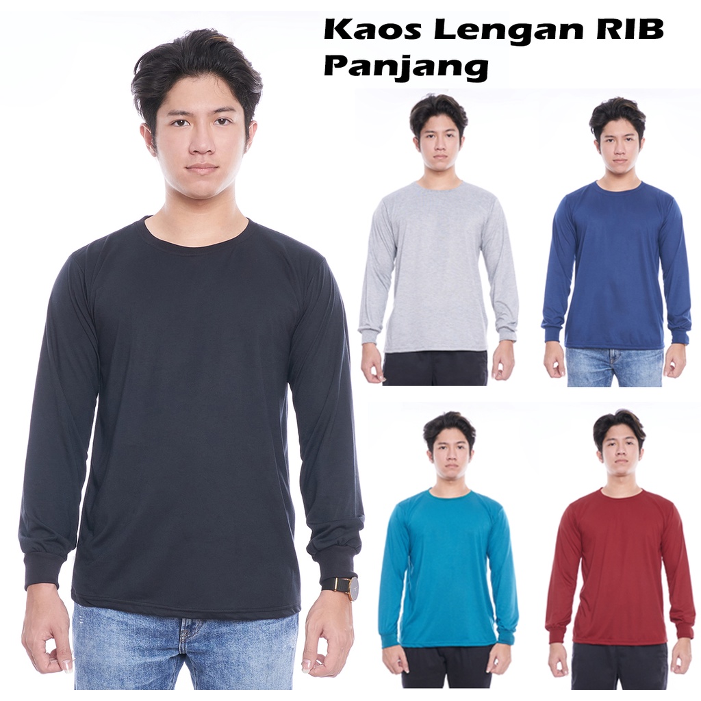 Kaos Oblong Panjang Lengan RIB | Unisex Cewek Cowok bisa