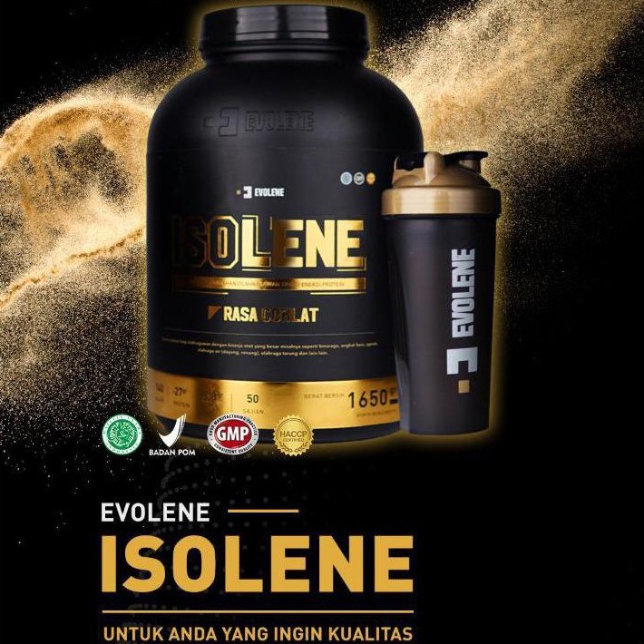 ISOLENE 1650gr gram Vanilla Coklat Strawberry 50 Serving Sachet Evolene Whey Protein Isolate Isolen