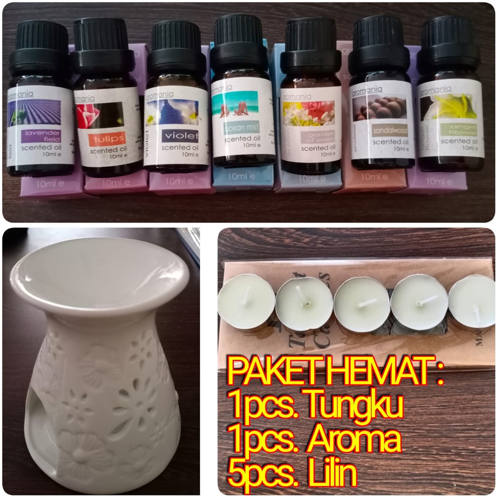 PAKET HEMAT H ( 1PCS AROMATHERAPY &amp; TUNGKU + 5 PCS LILIN)