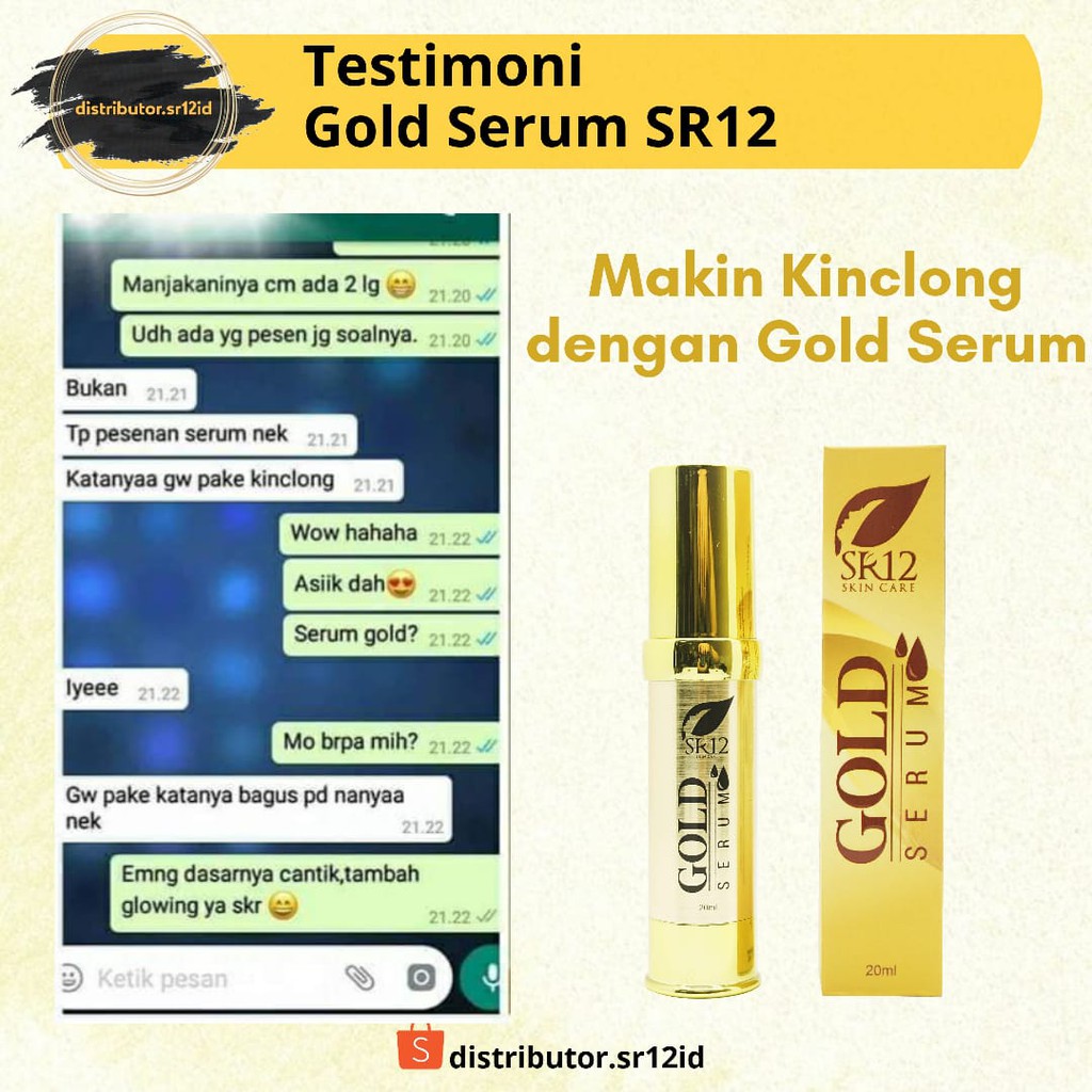 Gold Serum SR12 Serum Pencerah Wajah Antiaging Serum Glowing BPOM 20 ml