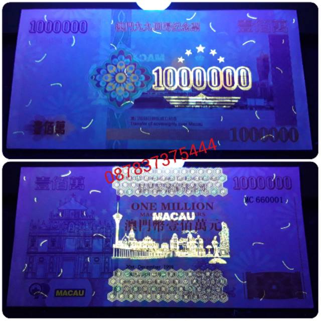 Uang souvenir one million dollar dollars macau 1000000 1.000.000 1 juta