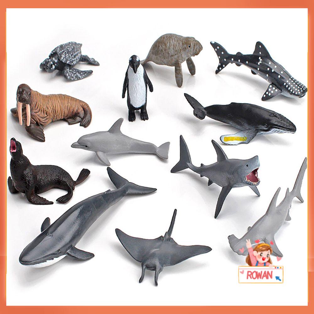 R-flower 12PCS / Set Mainan Edukasi Bentuk Paus / Hiu / Ikan Paus Untuk Anak Laki-Laki / Perempuan Whale