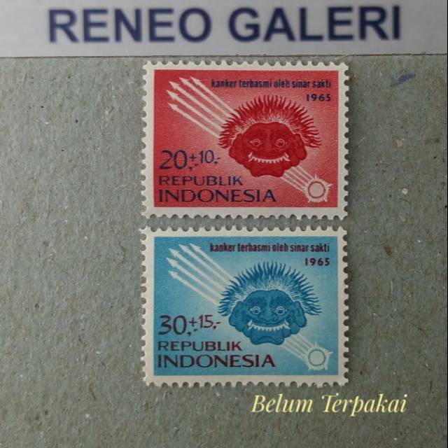 

(2 pcs) Set Lengkap Perangko seri Anti Kanker tahun 1965 paket Prangko lama kuno jadul Filateli