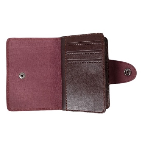 Dompet Pria Lipat Tanggung Kulit Sintetis Slot Kancing Leather PU