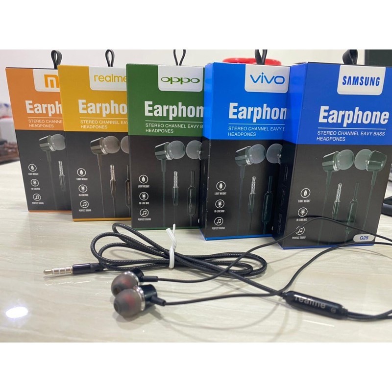 HF EARPHONE Stereo Channel Eavy Bass Headpones G28 Packing Mewah Kualitas Baguss