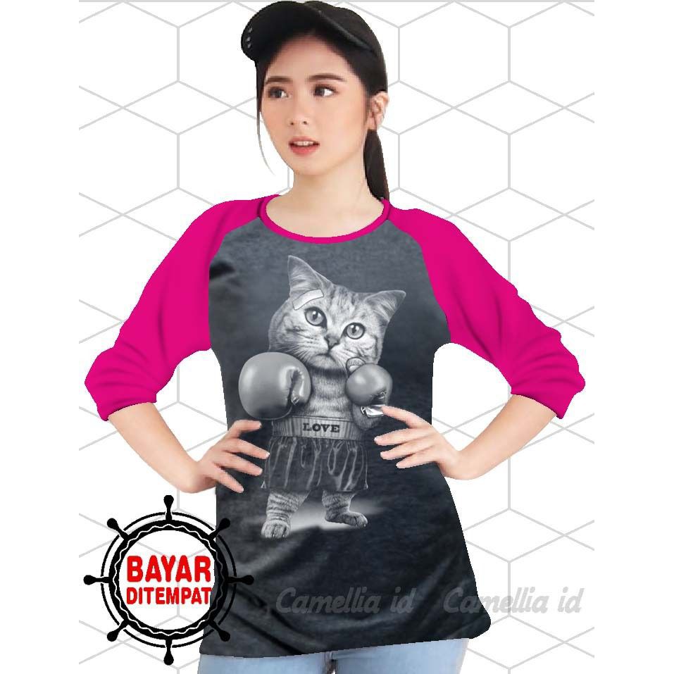 Kaos Raglan (K.TINJU)/Kaos Wanita Lengan 3/4/ Kaos Wanita/ Kaos Oblong/Misty 5