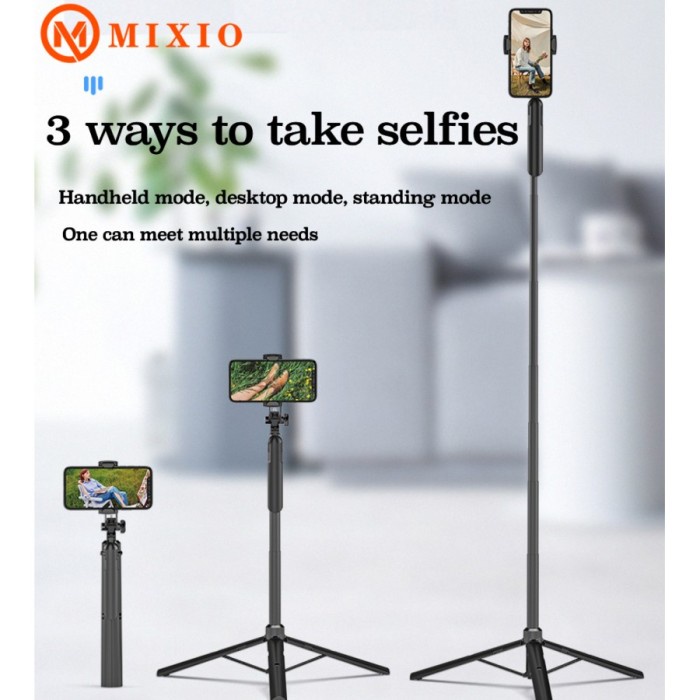 MIXIO A61 1.6M Tongsis Bluetooth Tripod Stabilizer Gimbal Selfie Stick