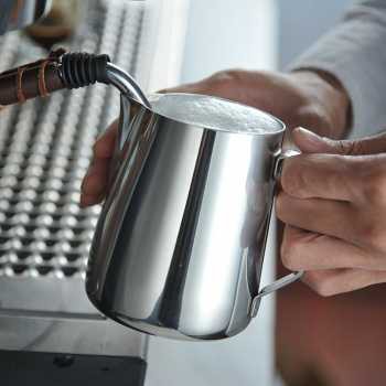 OneTwoCups Gelas Pitcher Kopi Espresso Latte Art - Silver 350ml