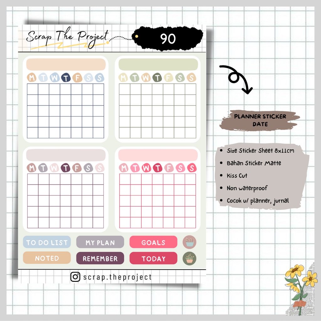 

STICKER PLANNER JOURNAL / STICKER MONTHLY DAILY PLANNER / STP - 90
