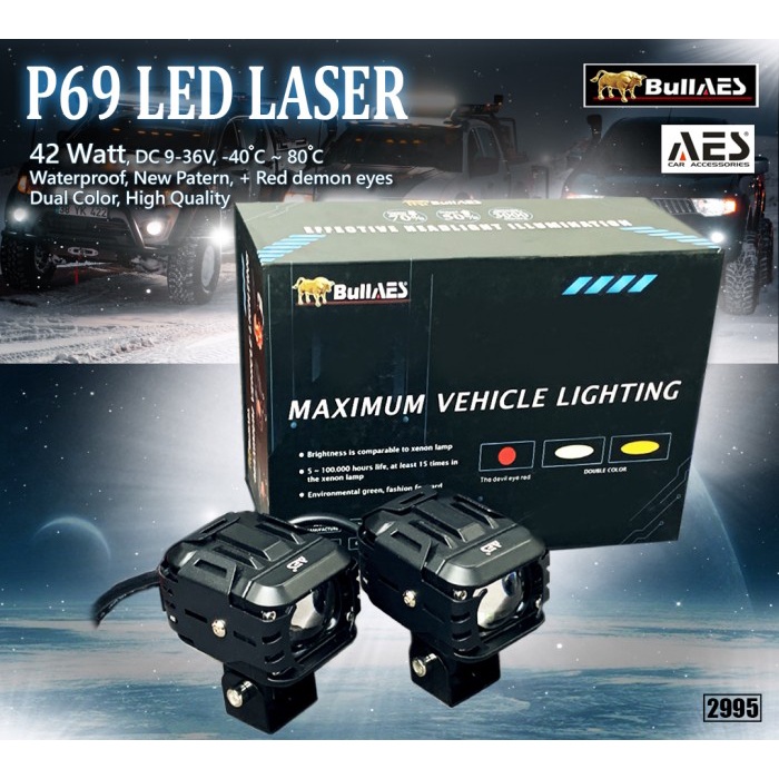 Lampu Tembak Laser P69 LED Devil Eye Sorot hi loo beam SEPASANG