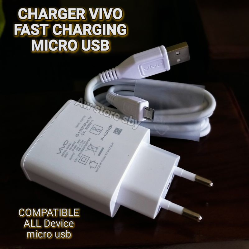 CHARGER VIVO MICRO USB FAST CHARGING QC3.0 2A V7 V9 V11 V15 Y12 Y15 Y17 Y19 [2in1 QUALCOMM 3.0]