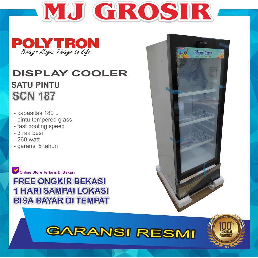 SHOWCASE POLYTRON SCN 187 L 3 RAK DISPLAY COOLER KULKAS LOW WATT