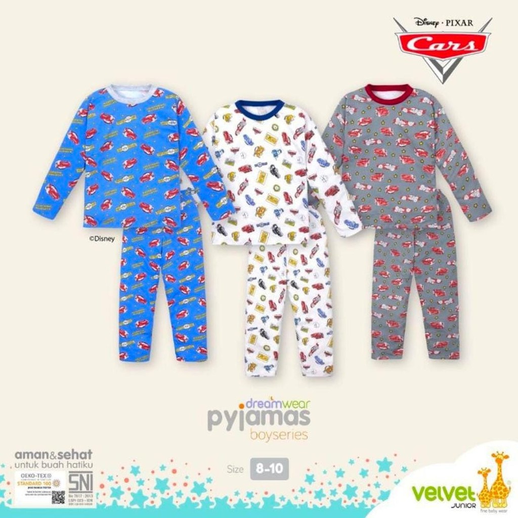 VELVET JUNIOR SETELAN PANJANG PJAMAS BOY 4 5 6 7 8 9 10 PIAMA