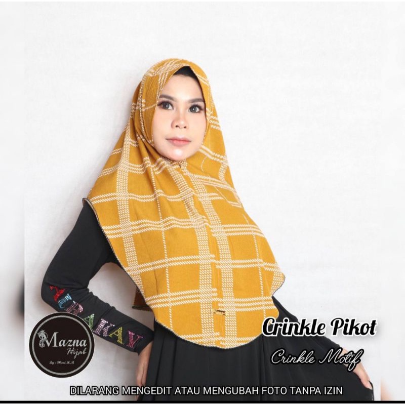 HIJAB / JILBAB PREMIUM CRINCLE MOTIF KOTAK ORI MAZNA