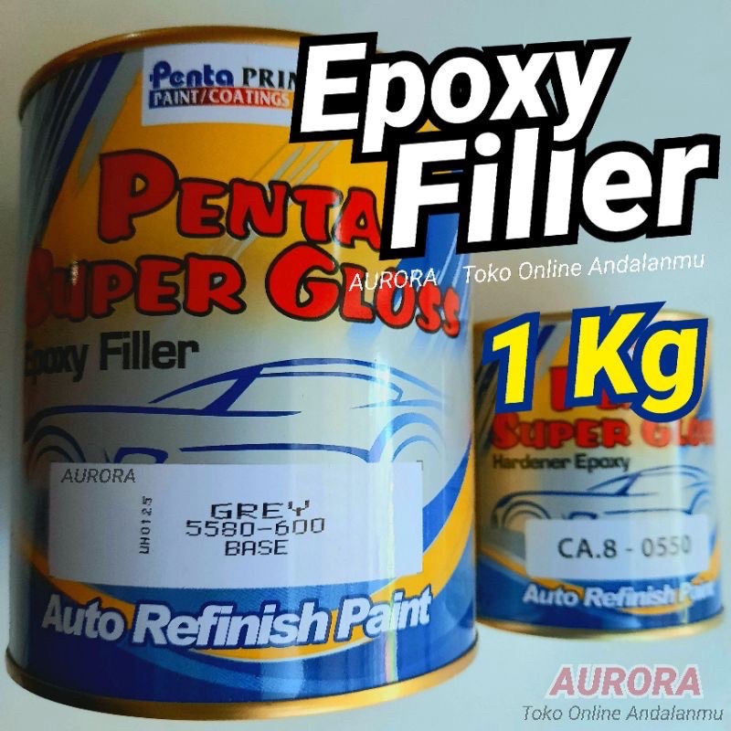 Penta Super Gloss Epoxy Filler Grey 1 Kg Epoksi Abu-abu / Poksi Primer Abu Motor Mobil Sepeda Duco D