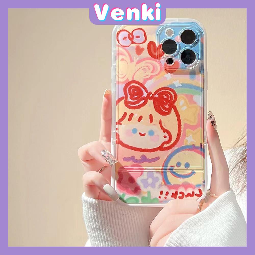 iPhone Case Silicone Soft Case Clear Case Folding Stand Shockproof Protection Camera Graffiti Cartoon Cute Compatible For iPhone 11 iPhone 13 Pro Max iPhone 12 Pro Max 7Plus xr