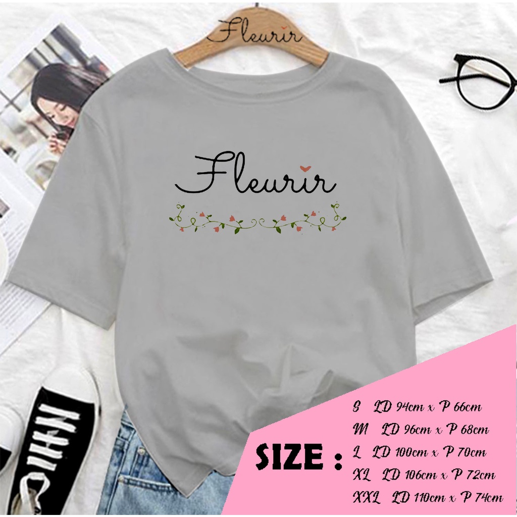FLEURIR - KAOS LUCU NYAMAN KATUN WANITA DEWASA UNISEX