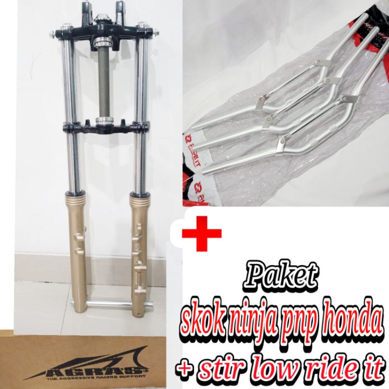 PAKET SET STIR STANG LOW RIDE IT SHOCK DEPAN NINJA PNP HONDA | TERMURAH