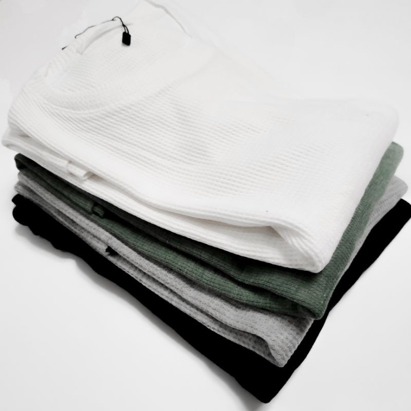 BASIC TEE KAOS RAJUT KNIT WAFER KATUN LENGAN PANJANG BASIC TEE KAOS RAJUT KNIT WAFER KATUN LENGAN PANJANG