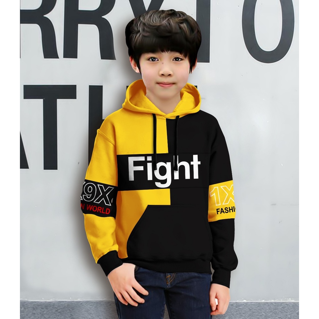 Jaket Anak Laki Laki/Jaket Anak Terbaru/Hoodie Anak Fight  Gaming Bahan Fleece Tebal 4-11 TAHUN