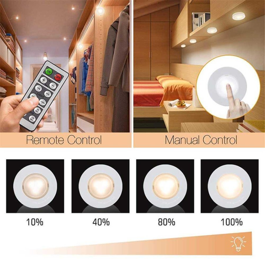 Lampu LED Lemari Downlight Night Lamp Dimmable Touch Sensor + Remote - YJ-904 - Warm White