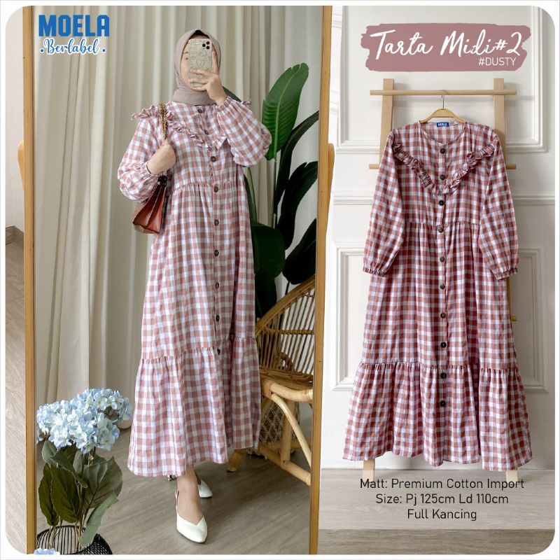 Tarta Midi  dress /Pakaian Wanita/Dress/Midi/matt cotton kotak premium