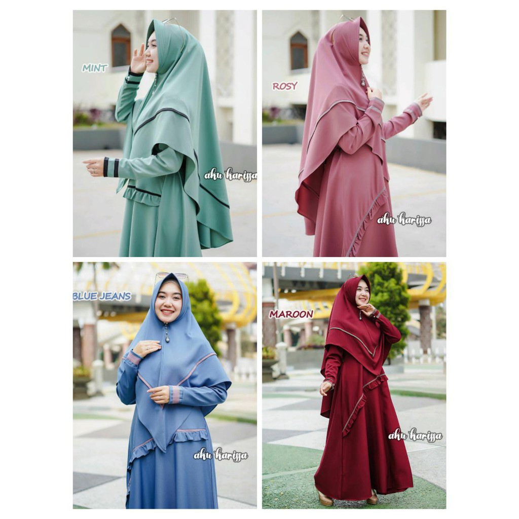 Gamis Nabila Syar'i by Aku Karissa Original - Set Gamis dan Khimar - Dress Muslim Syar'i